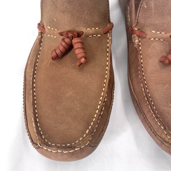 Saks Fifth Avenue Brown Leather Moc Toe Slip On Driving Loafers Mens 9 - Picture 4 of 10